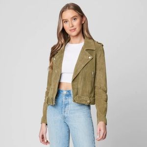 BLANK NYC GREEN SUEDE MOTO JACKET